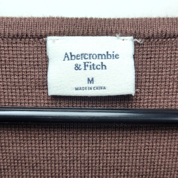 Abercrombie & Fitch Sweetheart Neck Brown Knit Long Sleeve Top Medium Fall Basic - Picture 4 of 8